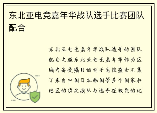 东北亚电竞嘉年华战队选手比赛团队配合